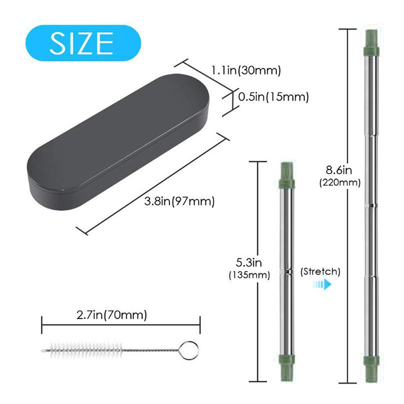 Collapsible Stainless Steel Metal Straw with Brush Corporate Gifts Singapore