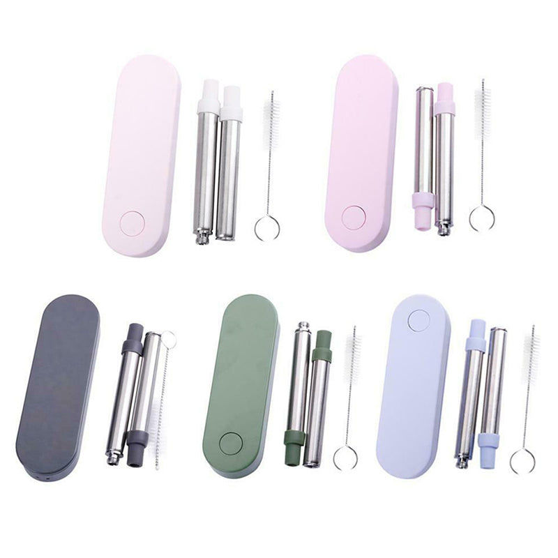 Collapsible Stainless Steel Metal Straw with Brush Corporate Gifts Singapore