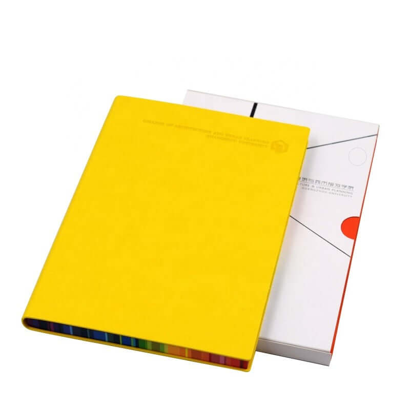Hard Cover Leather Notebook with Rainbow Edge Corporate Gifts Singapore