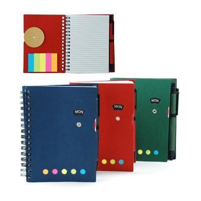 Notebook with Pen & Sticky Notes, featuring lined sheets and colorful sticky notes, ideal corporate gift.