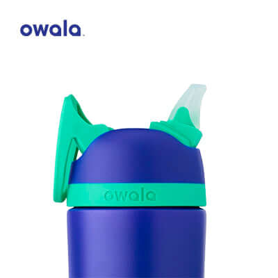 Owala Kids water bottle with a one-handed straw and lockable lid for kids.