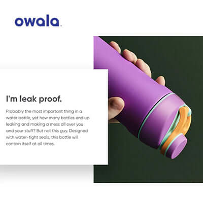 Owala Twist Stainless Steel water bottle showcasing leak-proof design and vibrant color.