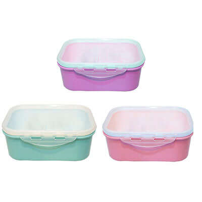 PP Lunch Box with Spoon in pink, purple, and mint colors, ideal for meal prep and portability.