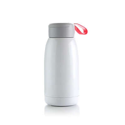 Hello Stainless Steel Thermos in sleek white design with red lid, ideal for corporate gifts and on-the-go hydration.