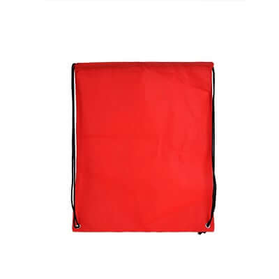 80gms Non-Woven Drawstring Bag in bright red color, ideal for corporate gifts and everyday use.