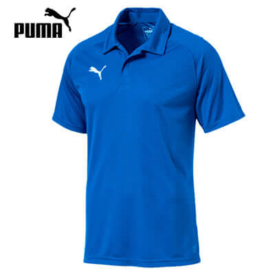 Puma Liga Sideline Polo in blue, perfect for corporate gifts with breathable fabric and dryCELL technology.