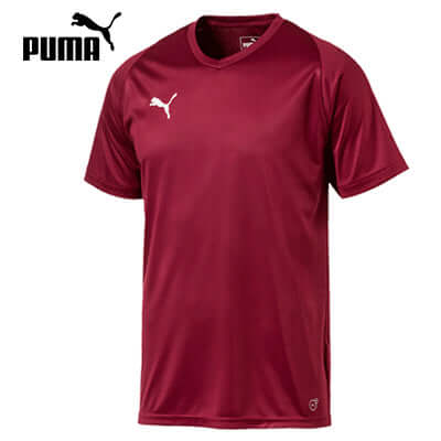 Puma Liga Sideline Tee Shirt in red, breathable mesh fabric for workouts and perfect as a corporate gift.