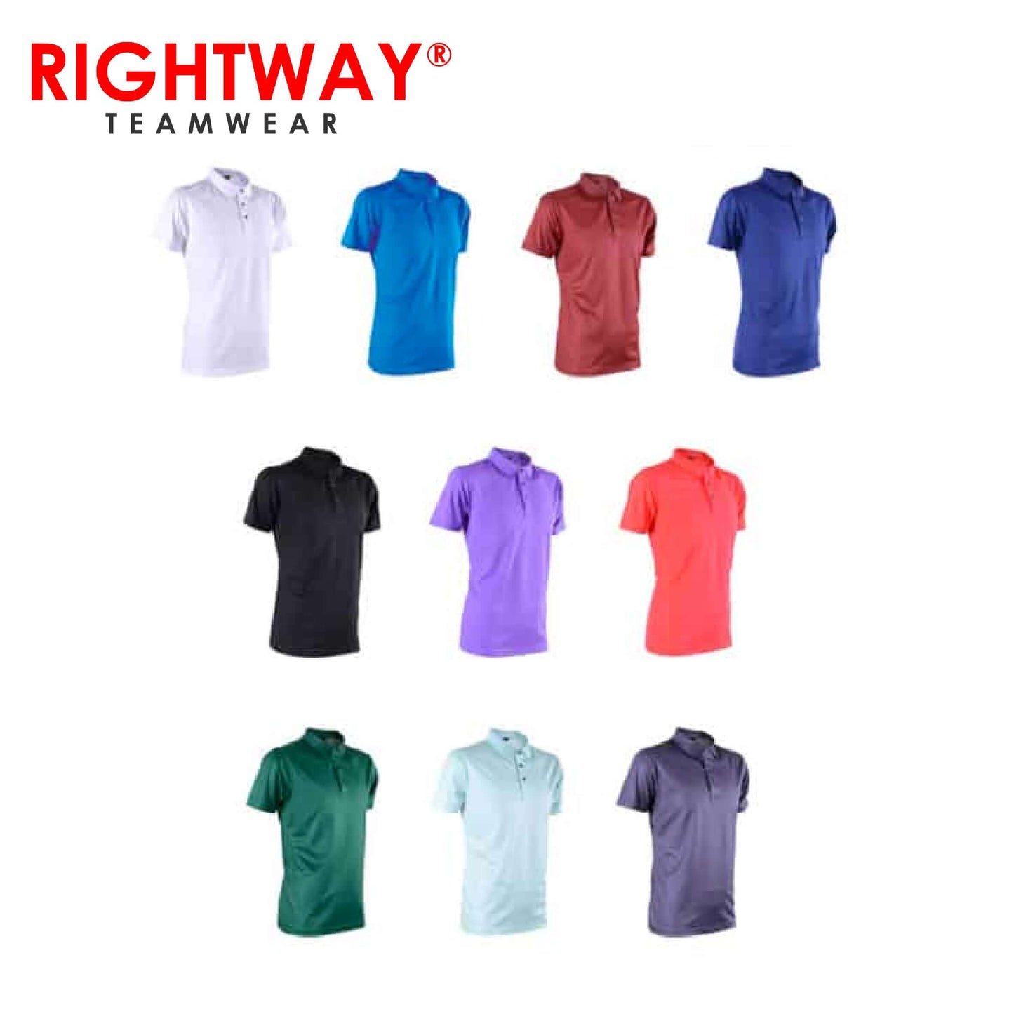 Rightway MOP Polo T-Shirt collection in various colors suitable for corporate gifts and casual wear.