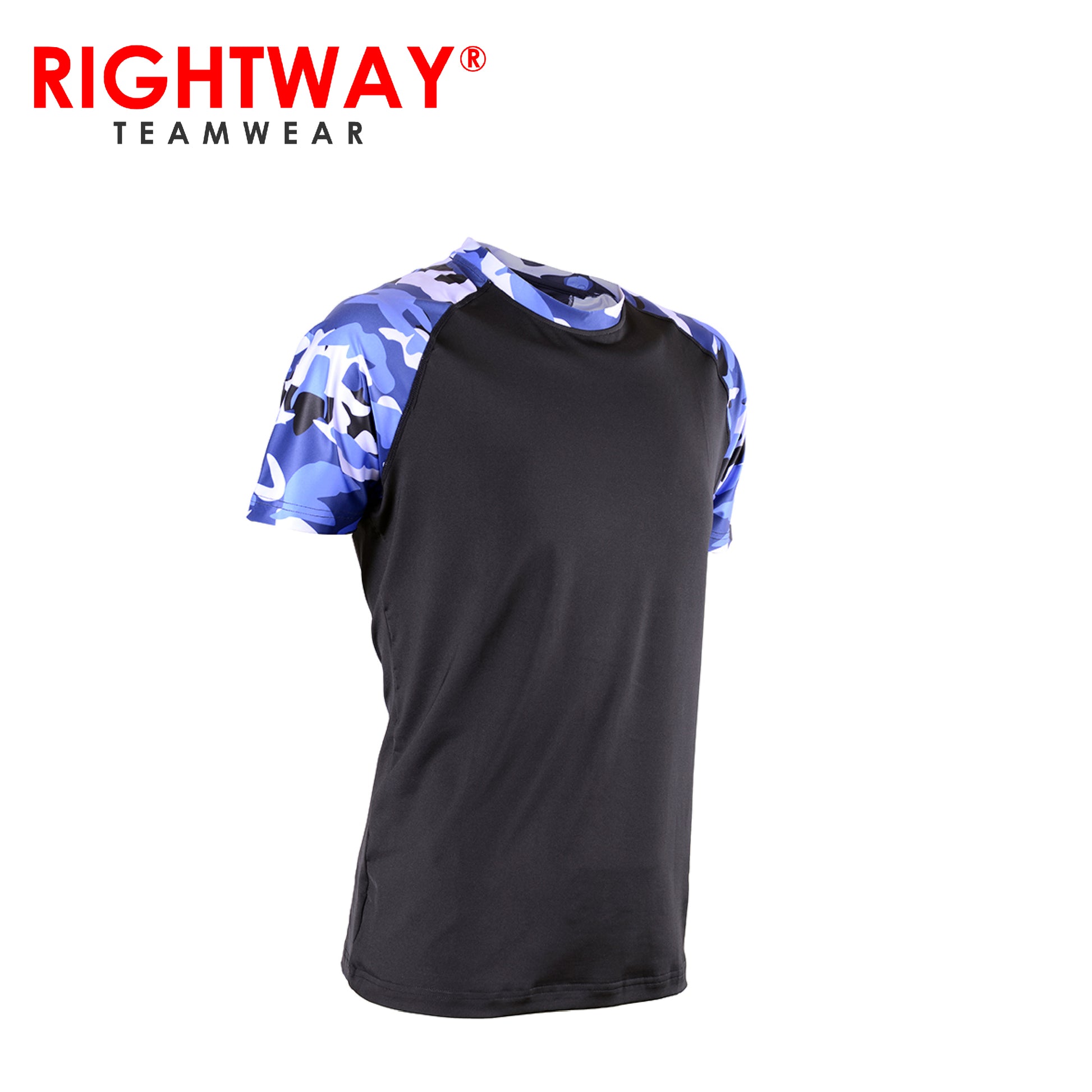Rightway MOR 47 Sublimation Round Neck T-Shirt showcasing unique camouflage design and high-quality microfibre fabric.