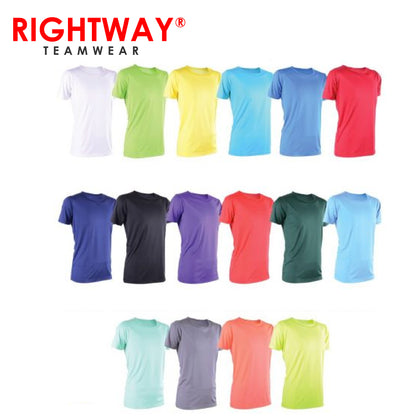 Rightway MOR Round Neck T-Shirt collection showcasing various colors for men and women, ideal for corporate gifts.