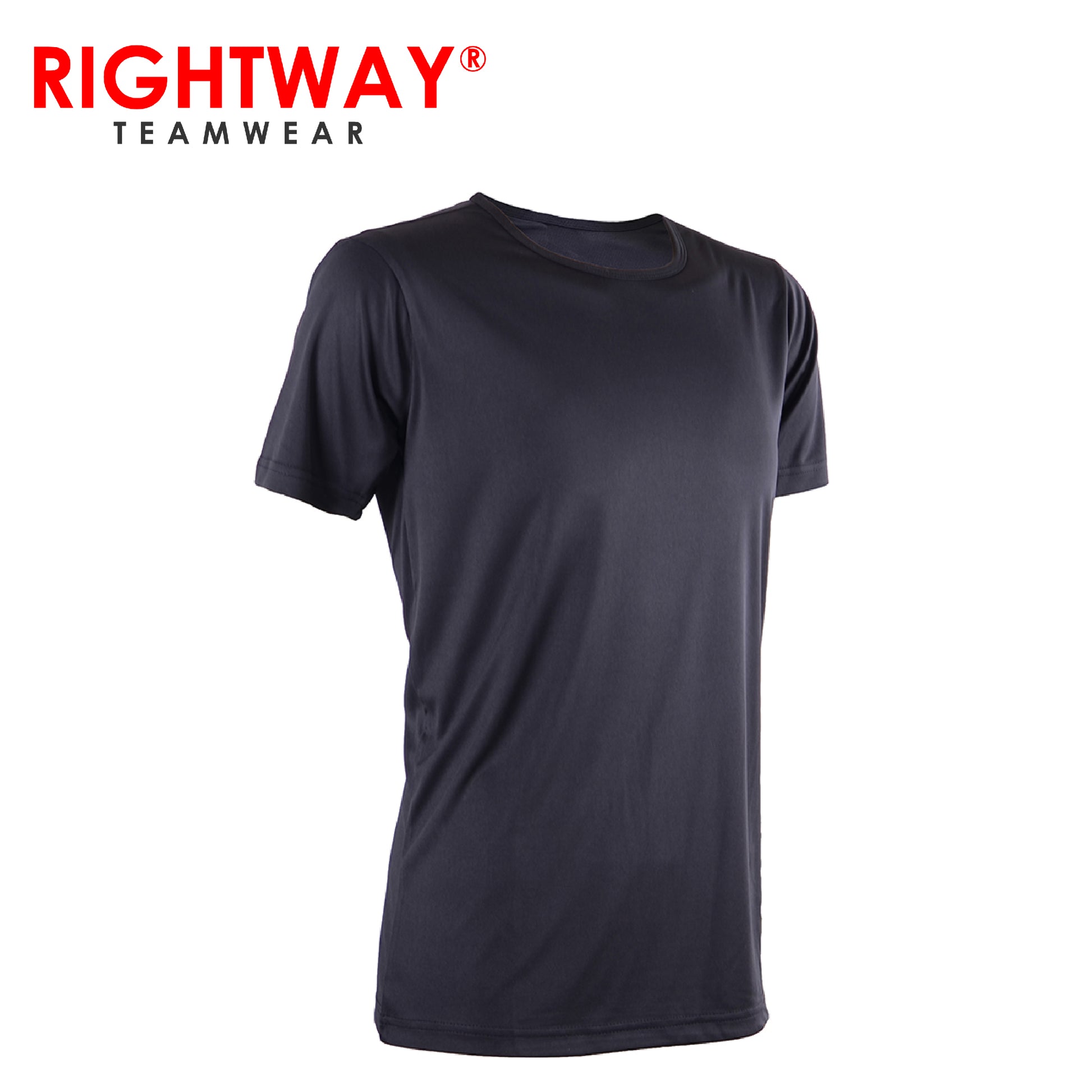 Rightway MOR Round Neck T-Shirt in dark color on display, perfect for sports and corporate gifts.