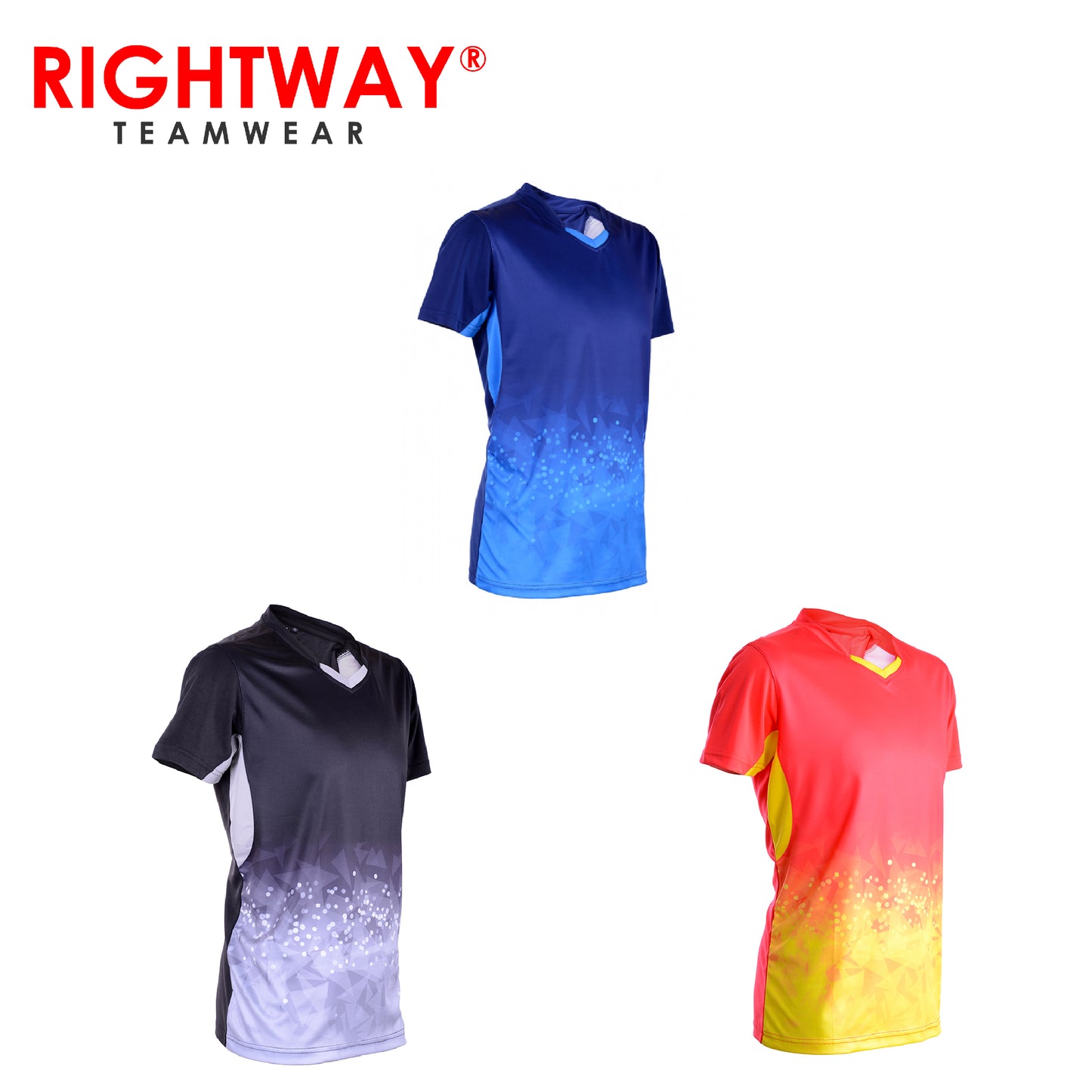 Rightway MOV 40 Neon-Tech Twilight V-Neck T-Shirt in gradient colors, ideal for stylish and versatile wear.
