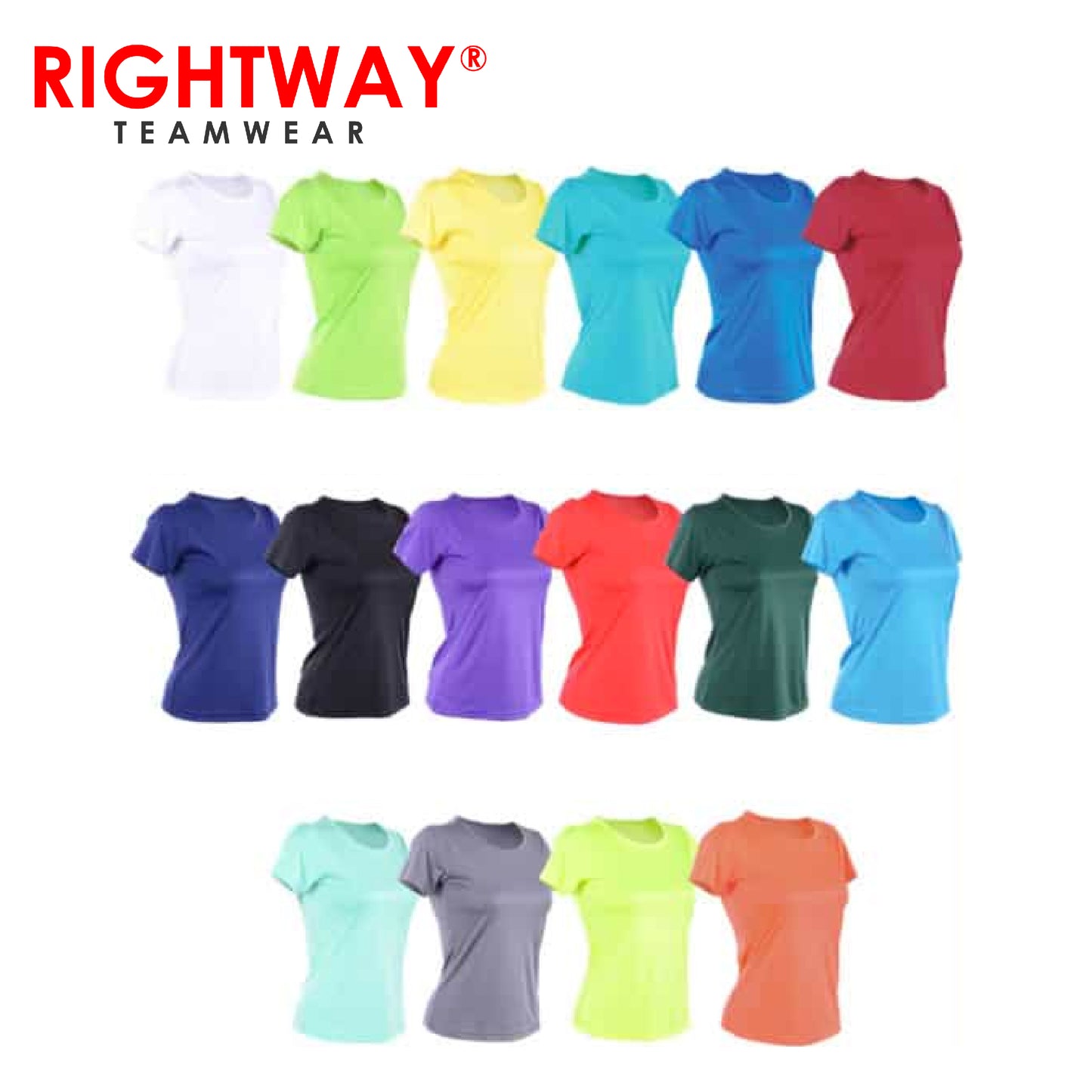 Various colors of Rightway WOR Women Round Neck T-Shirt displayed together for fashion and corporate gift options.