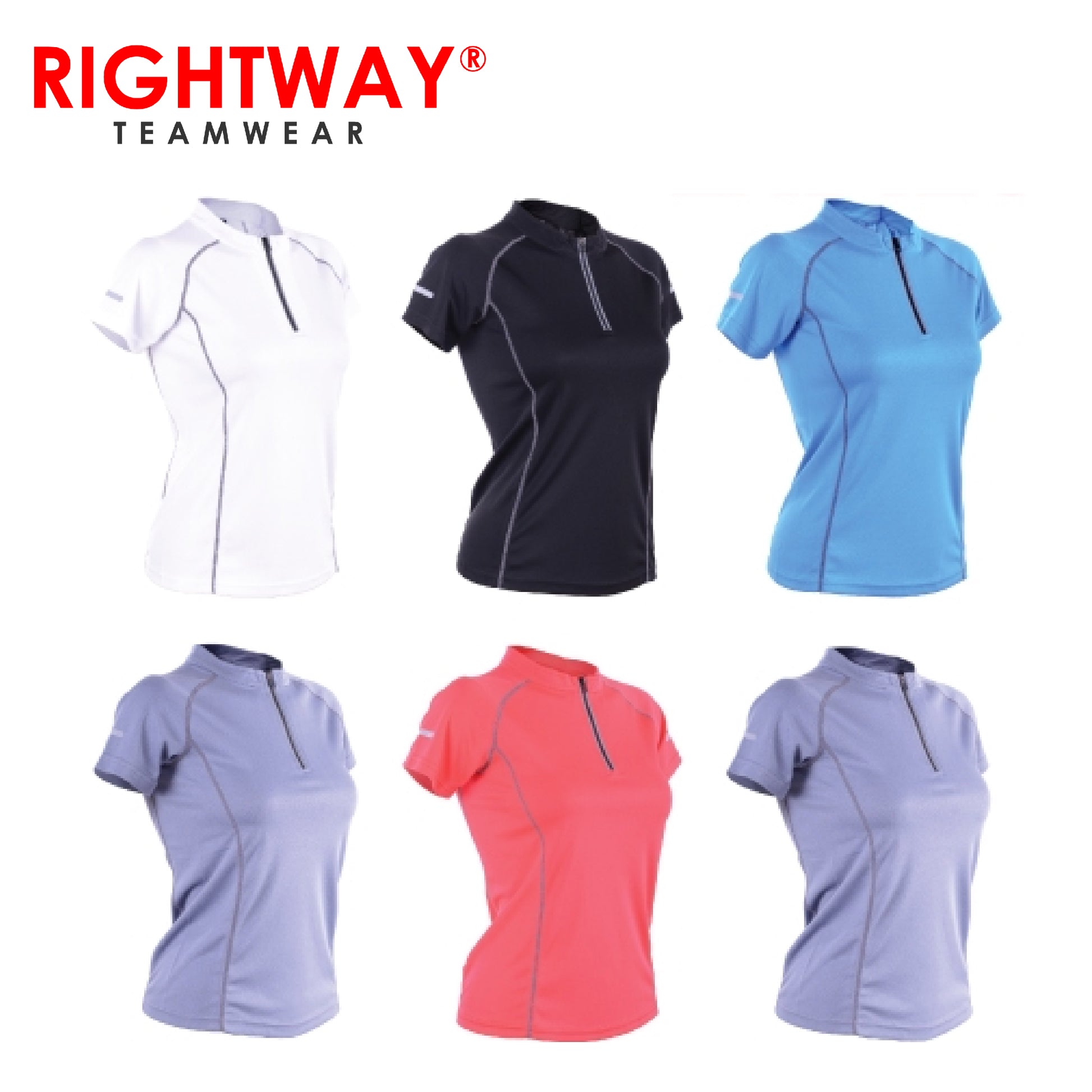 Rightway WOZ 45 Women Reflective Design Zipper T-Shirt available in multiple colors and styles.