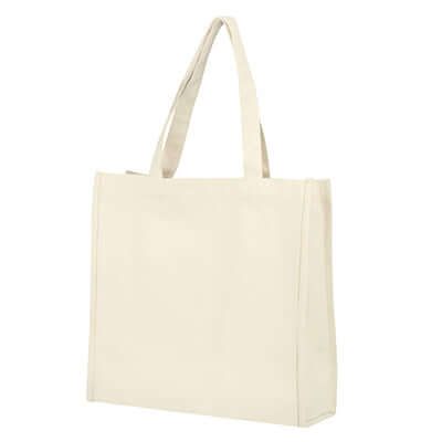 Large Canvas Tote Bag with Base in beige, perfect for corporate gift and everyday use.