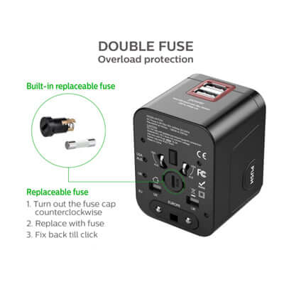 Universal 2 Port USB Travel Adaptor Corporate Gifts Singapore
