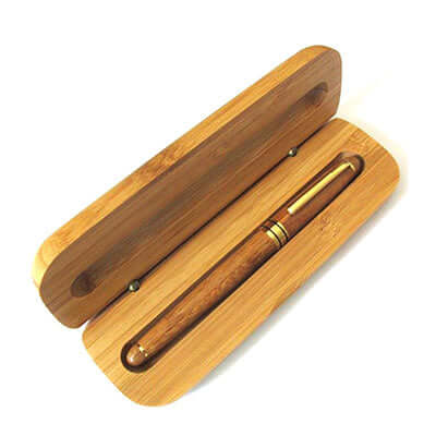 Eco Friendly Bamboo Pen displayed in a stylish bamboo case, perfect for corporate gift options.
