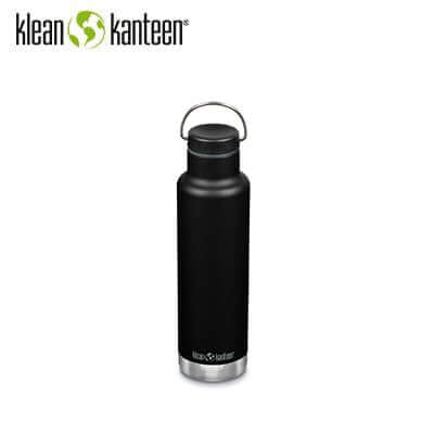 Klean Kanteen Insulated Classic 20oz Water Bottle (with Loop Cap) - black stainless steel design