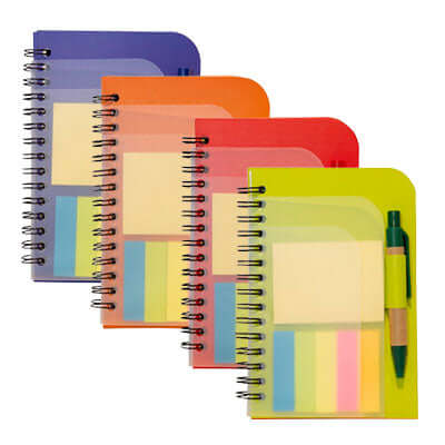 Eco Notepad with Pen and Colour Tabs in vibrant colors, perfect as a Corporate Gift for eco-conscious consumers.