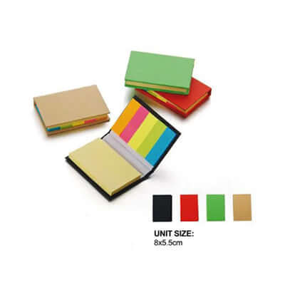 Eco Friendly Recycled Sticky MemoPad in various colors, perfect for jotting notes; ideal corporate gift.