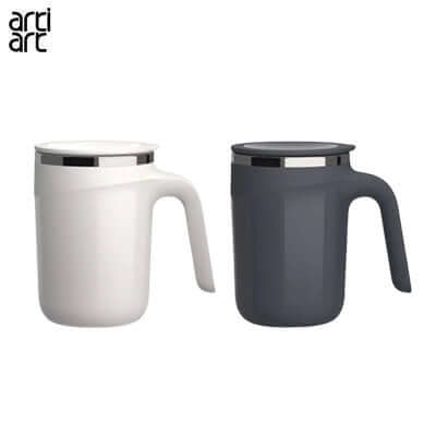 Artiart Doctor Spill Free Suction Mug in white and dark gray, featuring a spill-proof design and smart grip technology.