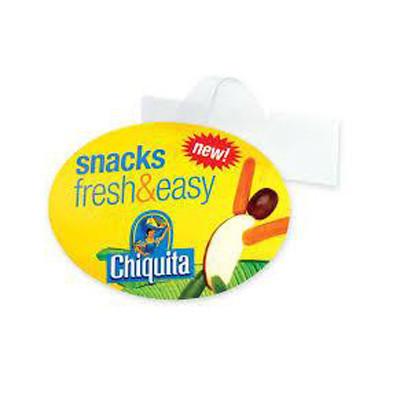 Chiquita snacks fresh & easy label featuring vibrant yellow design and new product announcement.