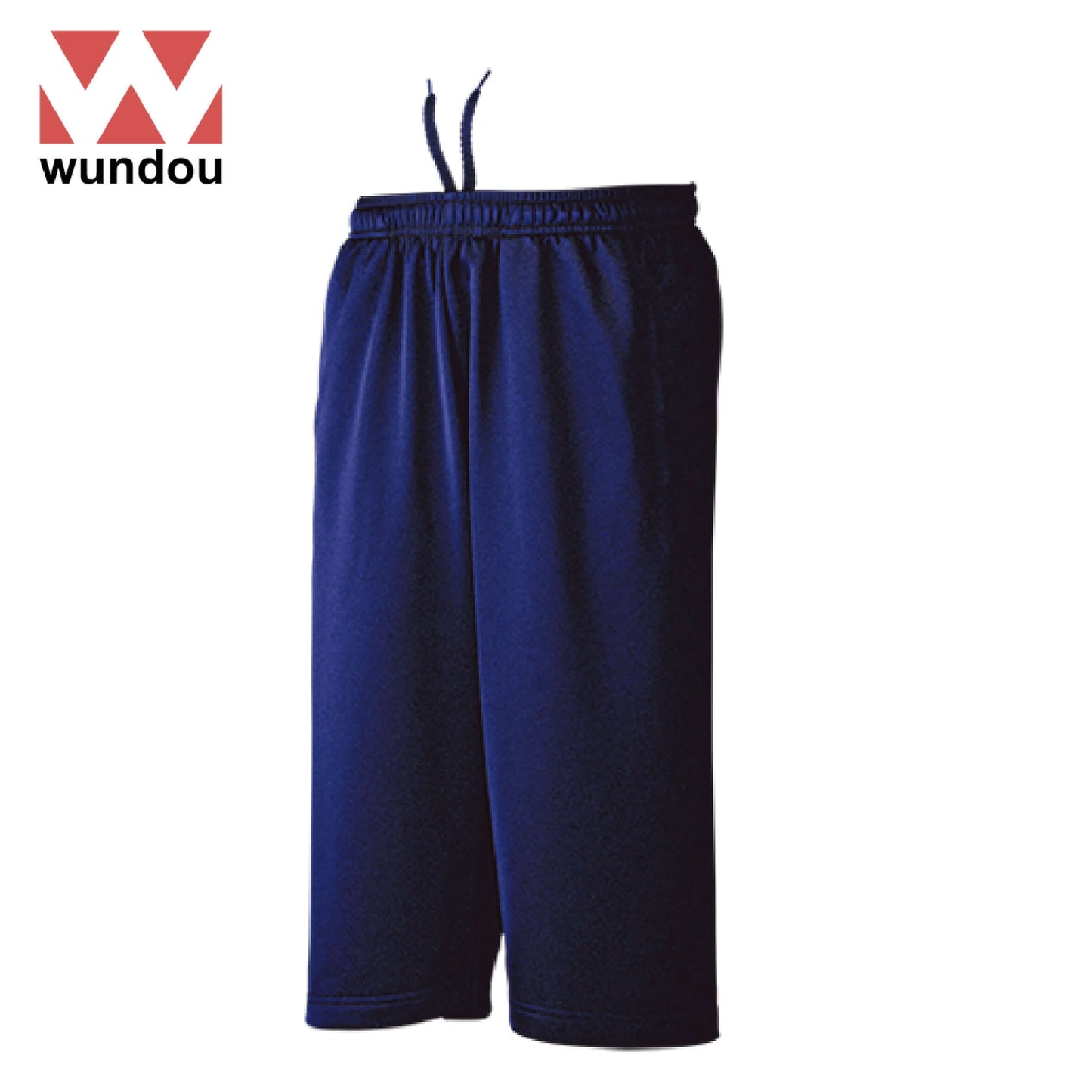 Wundou P3070 Quick-Dry Knee-Length Sweat Trousers in navy blue with drawcord waist and pockets.