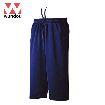Wundou P3070 Quick-Dry Knee-Length Sweat Trousers in navy blue with drawcord waist and pockets.