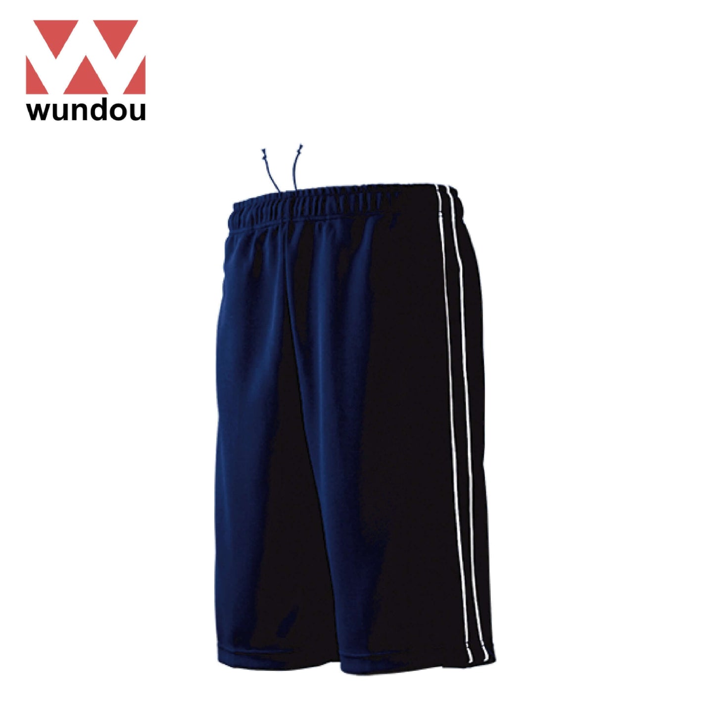 Wundou P2080 Half-Length Track Trousers with Piping in navy color, designed for comfort and style.