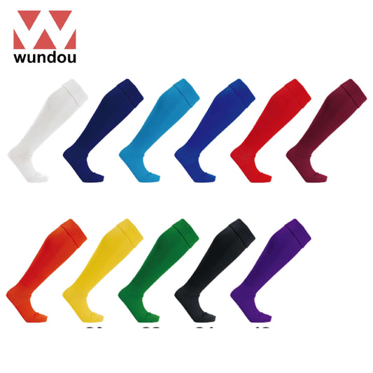 Wundou P20 Baseball Socks in various colors including white, blue, red, yellow, green, black, and purple.