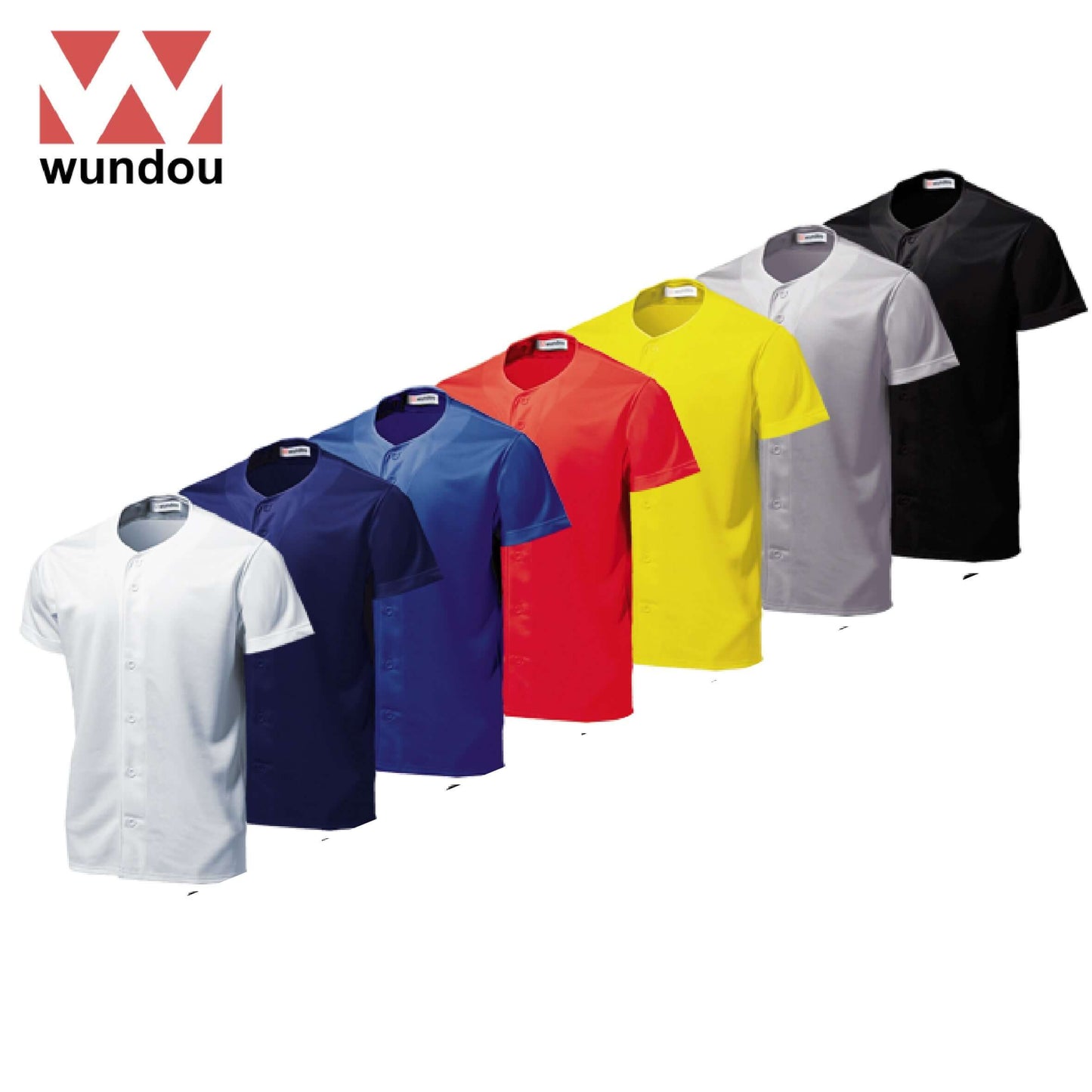 Wundou P2700 Basic Baseball Jersey in multiple colors for men and women, ideal for sports and corporate gifts.