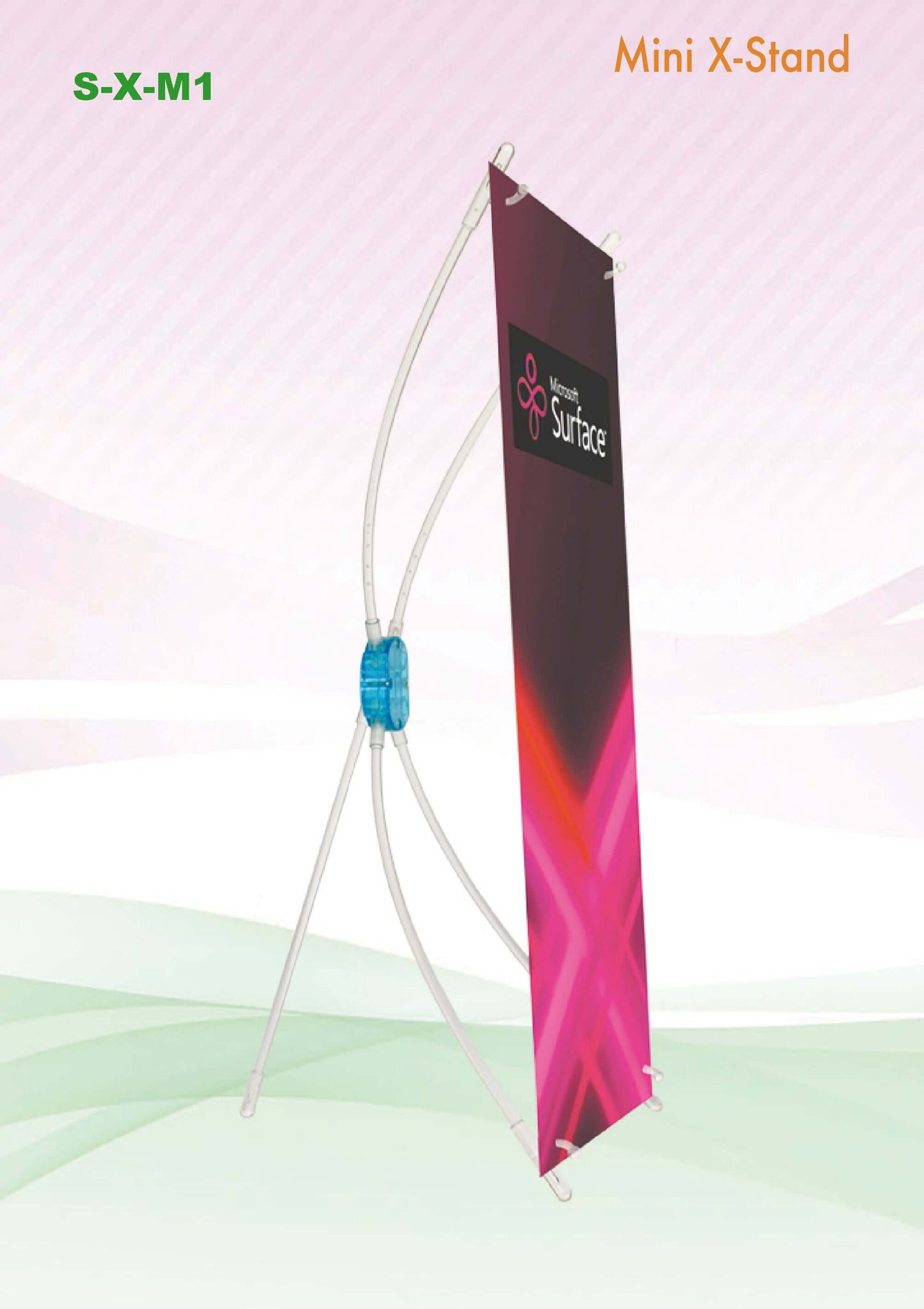 X-Stand Banner promoting a brand with a sleek design in vibrant colors, ideal for events and corporate gifts.