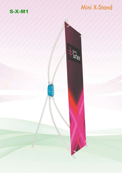 X-Stand Banner promoting a brand with a sleek design in vibrant colors, ideal for events and corporate gifts.