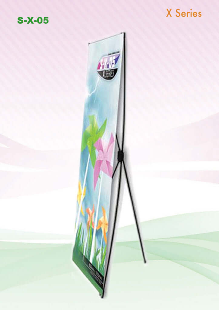 X-Stand Banner showcasing colorful flowers, perfect for events and as a Corporate Gift.