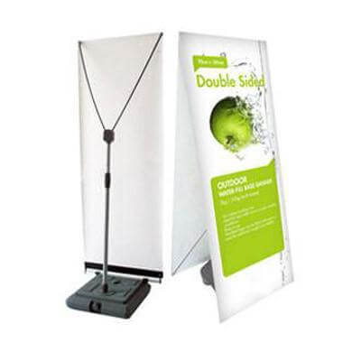 Y-Stand Banner showing double-sided design with sleek base for stability and high-quality graphics.