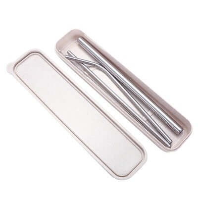 4-in-1 Silver Stainless Steel Drinking Straw Gifts Set Corporate Gifts Singapore