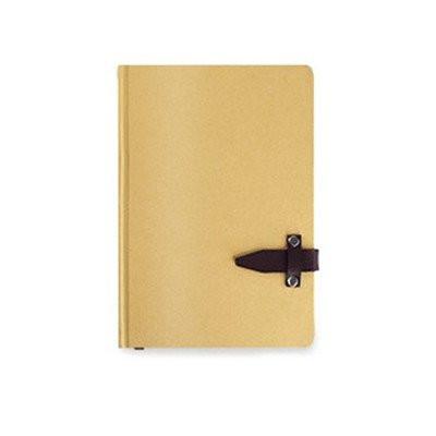 A5 Notebook with Leather Closure in yellow color with leather strap, perfect for corporate gifts in Singapore.