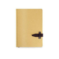 A5 Notebook with Leather Closure in yellow color with leather strap, perfect for corporate gifts in Singapore.