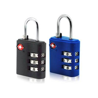 ABS TSA Lock in black and blue with 3-combination number lock for secure travel, perfect as a corporate gift.