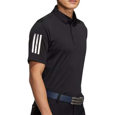 adidas Aeroready Short Sleeve Polo Shirt in black with iconic three stripes, perfect for style and sustainability, Corporate Gift Singapore.
