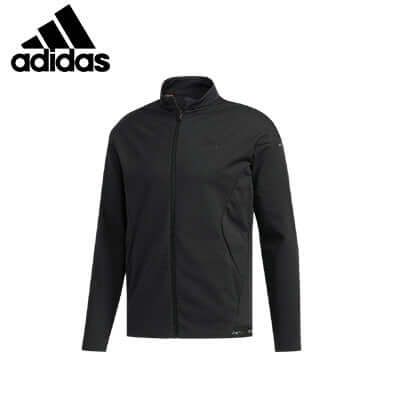 adidas Creator Golf Jacket in black, full-zip with stand-up collar, perfect corporate gift for golf enthusiasts.