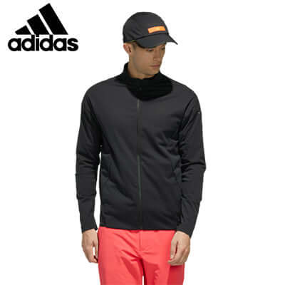 adidas Creator Golf Jacket worn by a model in sleek black, perfect for comfortable golf outings and ideal as a Corporate Gift.