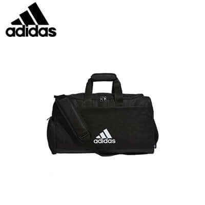 adidas Crestable Duffel Bag in black, featuring foam padding and a sleek design for travel and adventures.