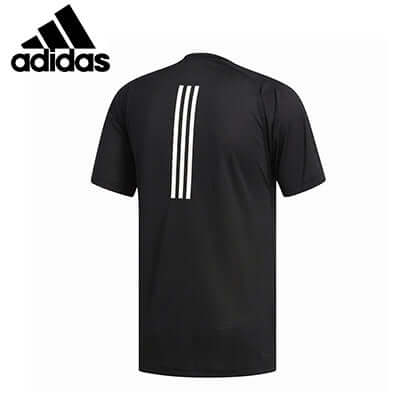 adidas Freelift Tech Climacool Fitted Tee Shirt in black with white stripes on back