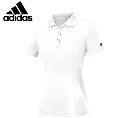 adidas Ladies Comfort Golf Polo Tee in white, perfect for stylish golfing and corporate gifts.