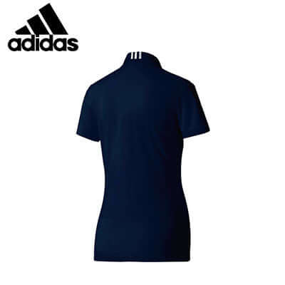 adidas Ladies Standard Golf Polo Tee in navy, showcasing the back design and self-fabric collar.