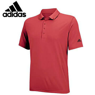 adidas Men Comfort Golf Polo Tee in red, perfect for style and performance on the golf course.