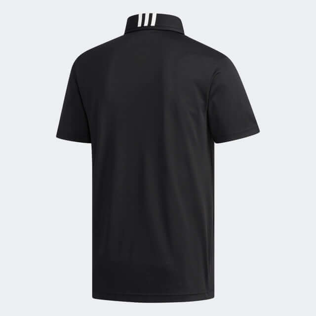 adidas Men's Golf Polo Shirt back view showcasing 3-stripe design, perfect for style and comfort on the golf course.