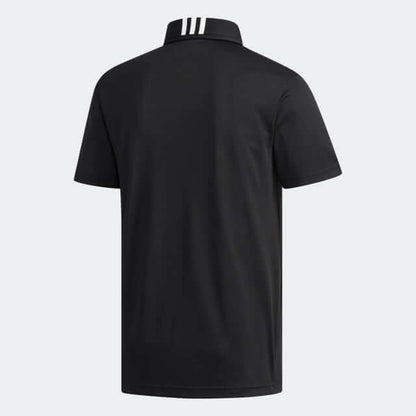 adidas Men's Golf Polo Shirt back view showcasing 3-stripe design, perfect for style and comfort on the golf course.