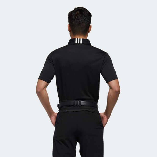 adidas Men's Golf Polo Shirt back view showing stylish design and 3-stripe rubber print, perfect for corporate gifts.